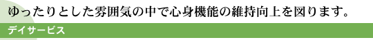 ゆったりとした雰囲気の中で心身機能の維持向上を図ります。